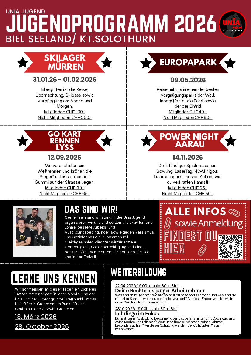 Jahresprogramm Unia Jugend